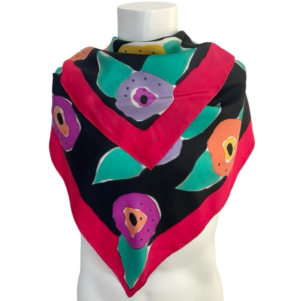 Vintage Floral Silk-Feel Scarf